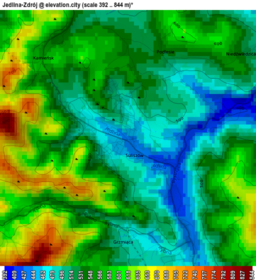 Jedlina-Zdrój elevation map