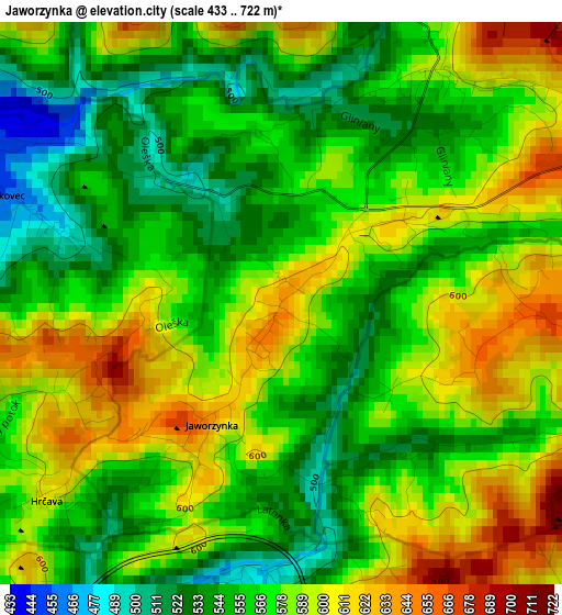 Jaworzynka elevation map