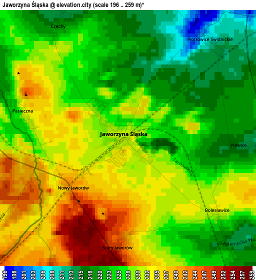 Jaworzyna Śląska elevation map