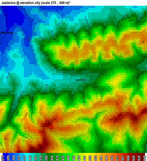 Jasienica elevation map