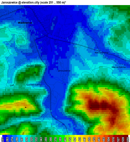 Jaroszowice elevation map