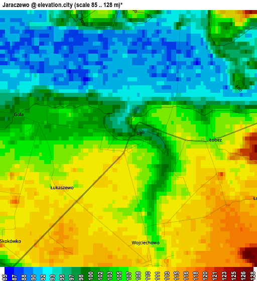 Jaraczewo elevation map