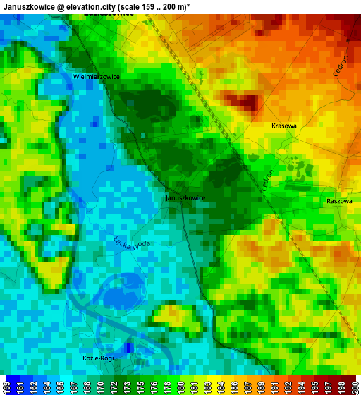 Januszkowice elevation map