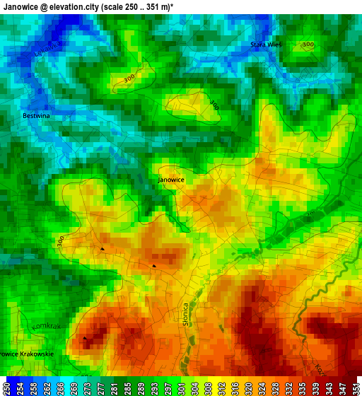 Janowice elevation map