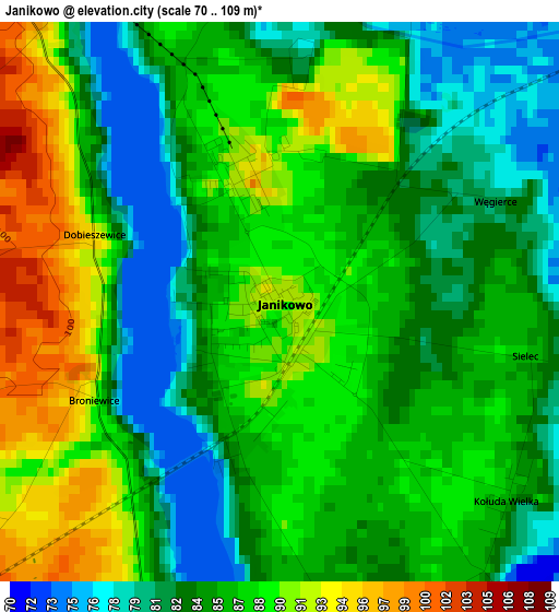 Janikowo elevation map