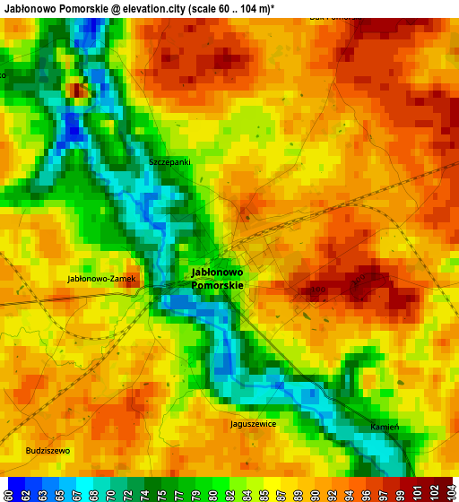 Jabłonowo Pomorskie elevation map