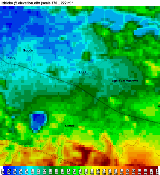 Izbicko elevation map