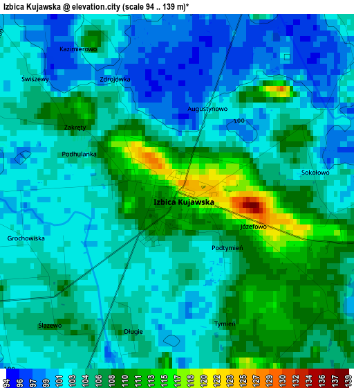 Izbica Kujawska elevation map