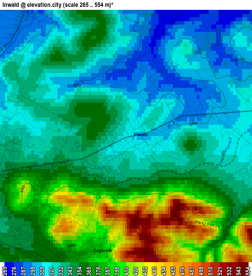 Inwałd elevation map