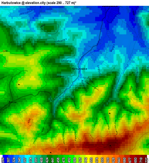 Harbutowice elevation map