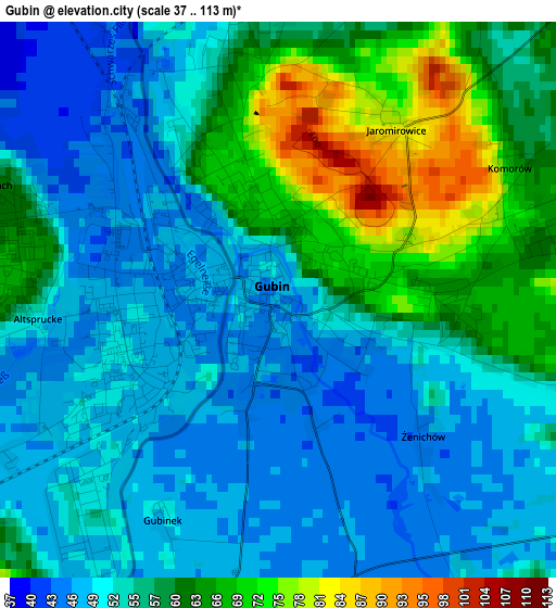 Gubin elevation map