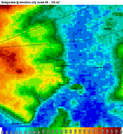 Grzegorzew elevation map