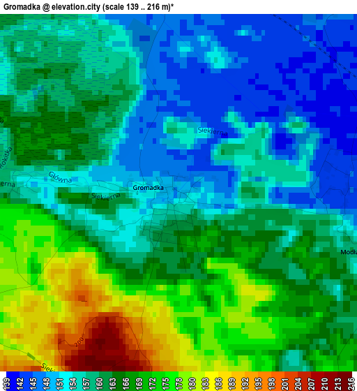 Gromadka elevation map