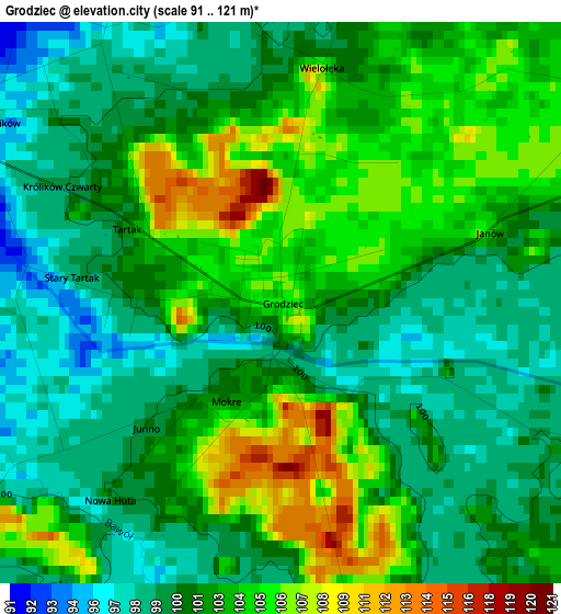 Grodziec elevation map