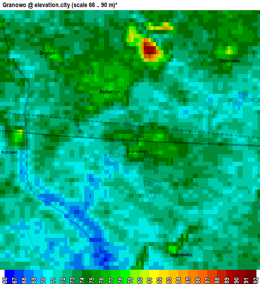 Granowo elevation map