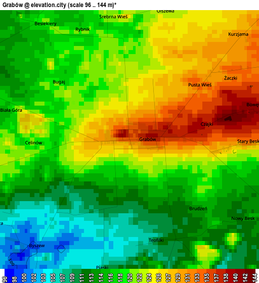 Grabów elevation map