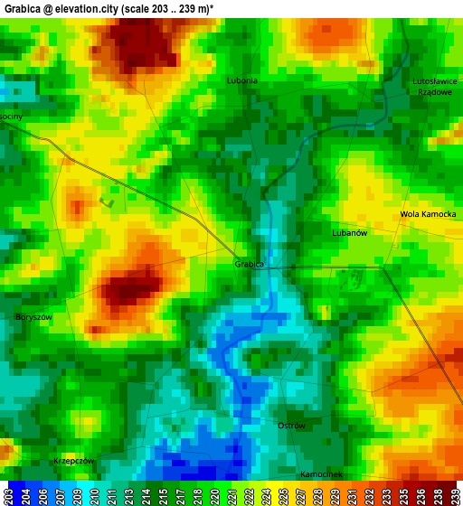 Grabica elevation map