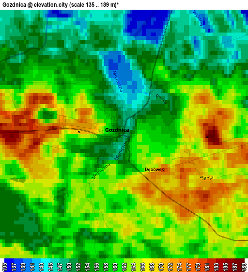 Gozdnica elevation map