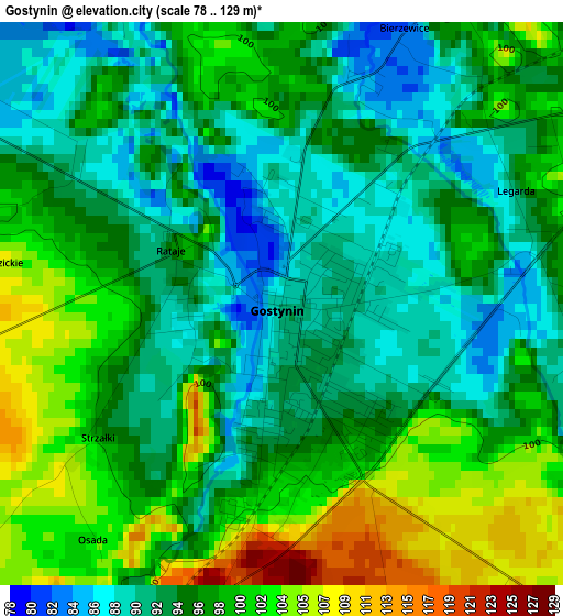 Gostynin elevation map