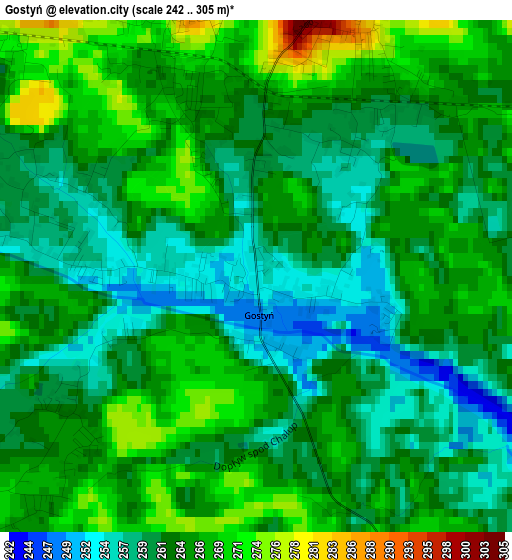 Gostyń elevation map