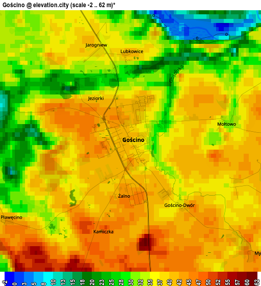 Gościno elevation map