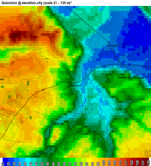 Gościcino elevation map