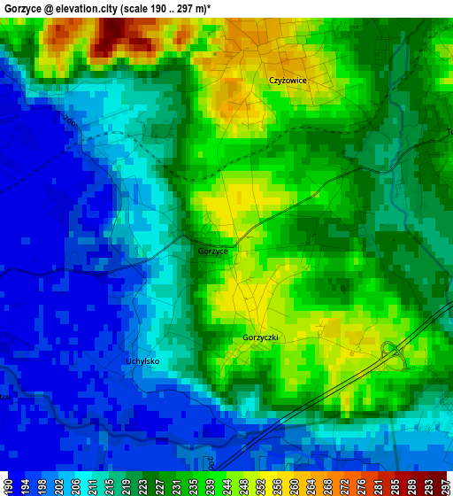 Gorzyce elevation map