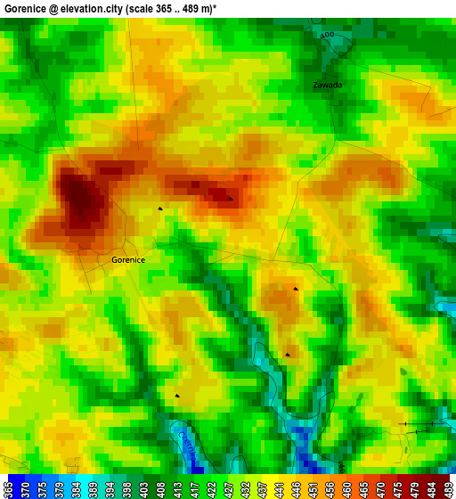 Gorenice elevation map