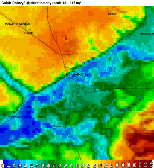 Golub-Dobrzyń elevation map