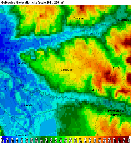 Gołkowice elevation map