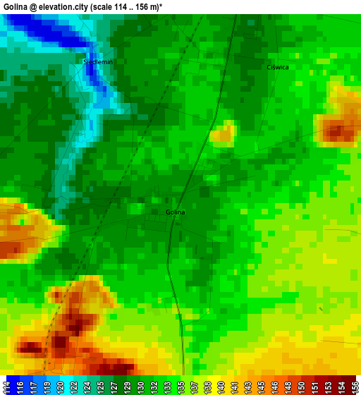 Golina elevation map