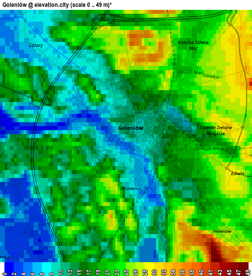 Goleniów elevation map
