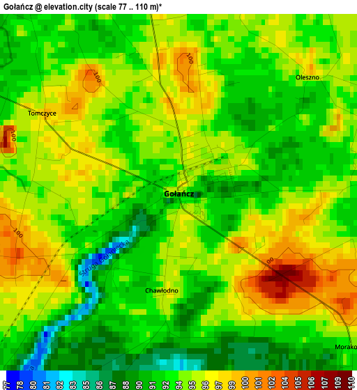 Gołańcz elevation map