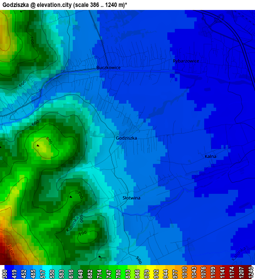 Godziszka elevation map