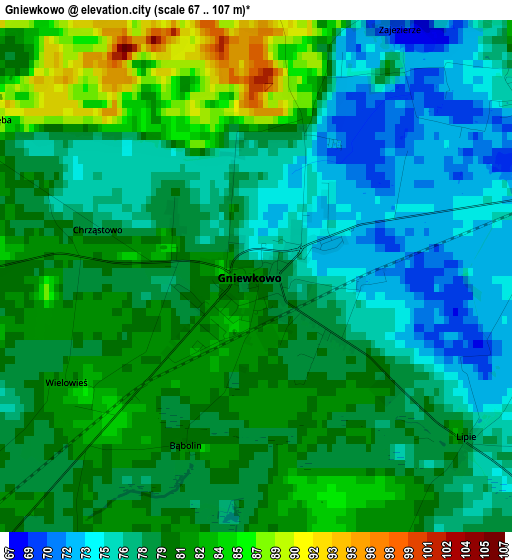 Gniewkowo elevation map