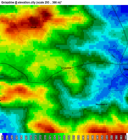 Gniazdów elevation map