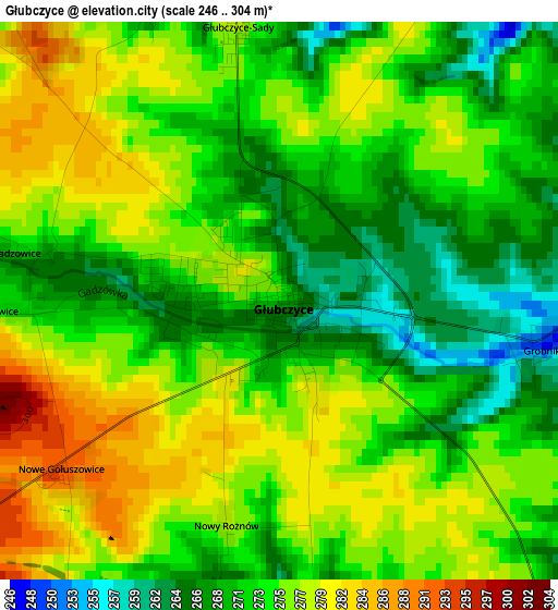 Głubczyce elevation map