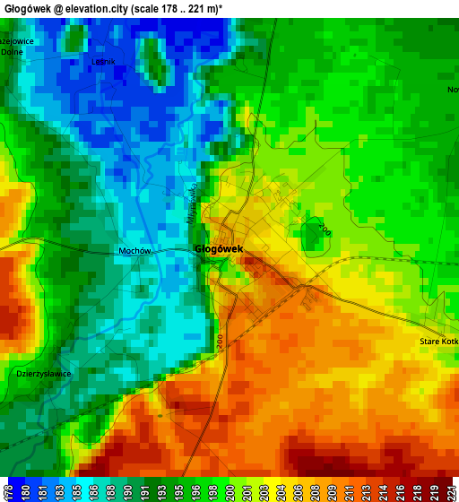 Głogówek elevation map