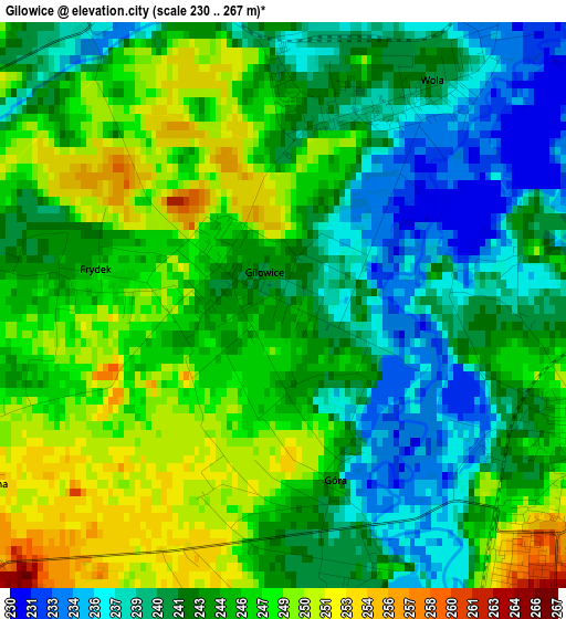 Gilowice elevation map