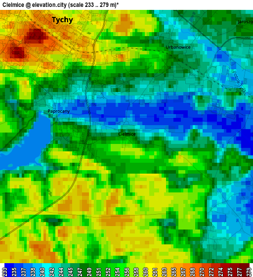 Cielmice elevation map