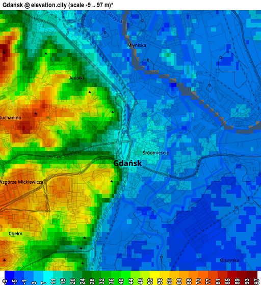 Gdańsk elevation map
