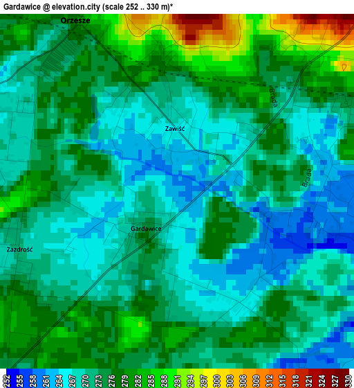 Gardawice elevation map