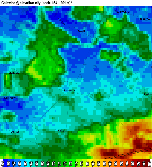 Galewice elevation map