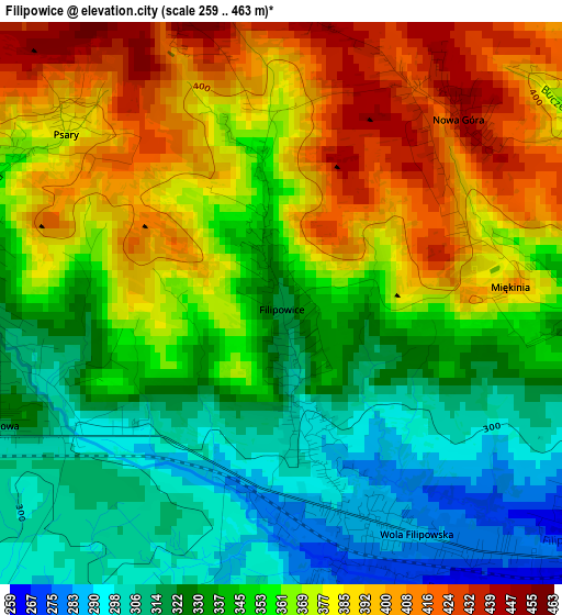 Filipowice elevation map