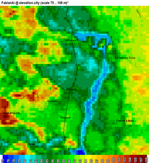 Fabianki elevation map