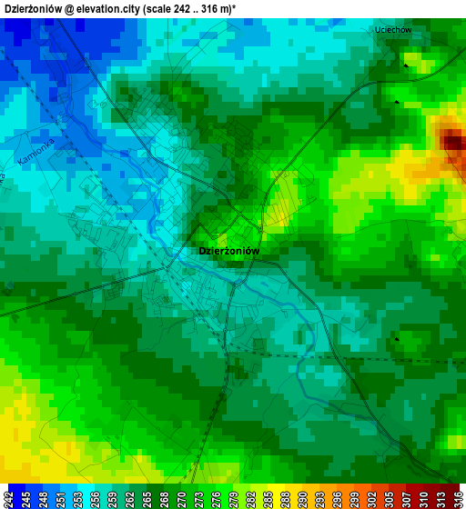 Dzierżoniów elevation map