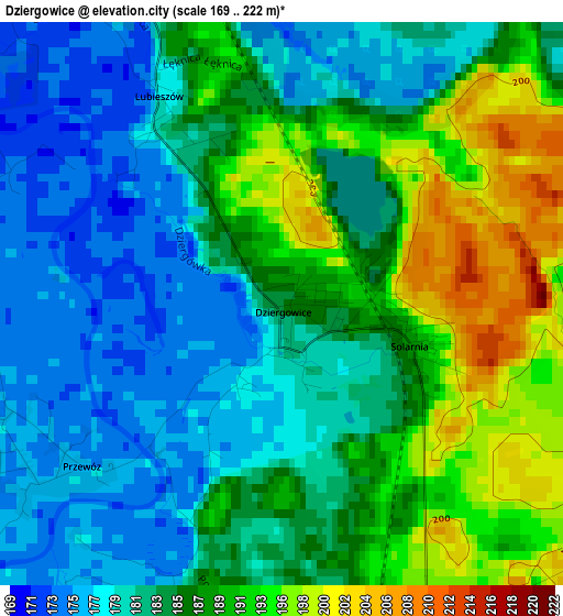 Dziergowice elevation map