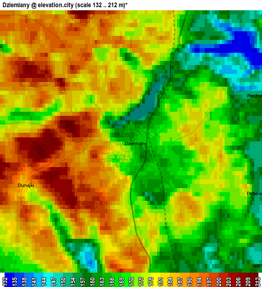 Dziemiany elevation map