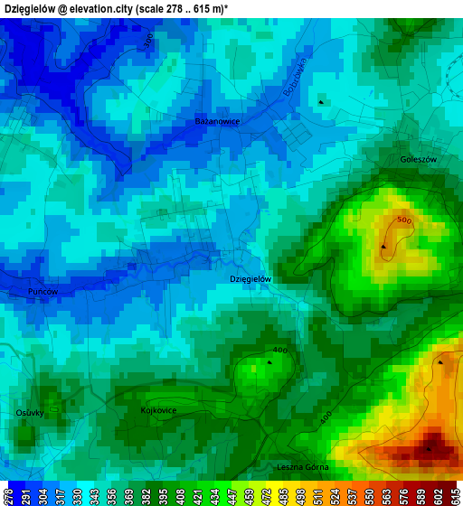 Dzięgielów elevation map