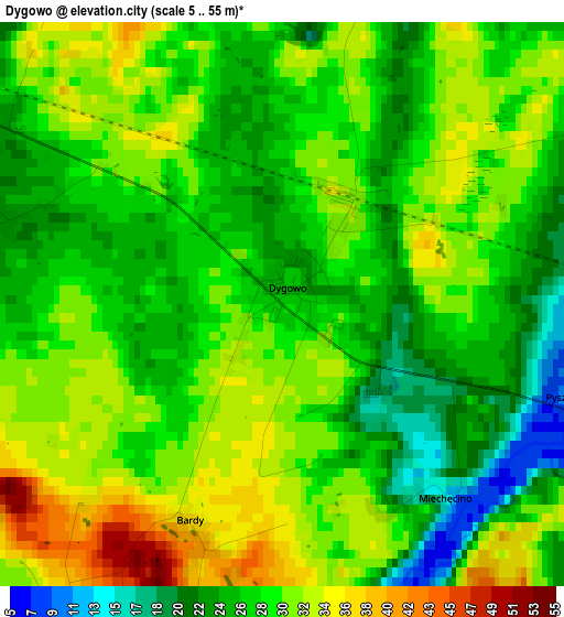 Dygowo elevation map